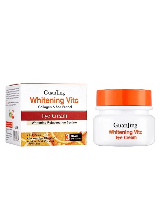 GUANJING كريم فيتامين C للعيون 30G، تفتيح ومضاد للشيخوخة لتفتيح الهالات السوداء والخطوط الدقيقة مع فيتامين C وكولاجين وسيفينيل البحري، لتحسين استرخاء العين - Image 1
